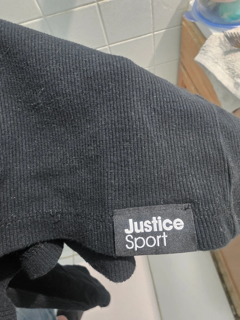 Justice Black Long Sleeve Lace-Up Tee with White Trim